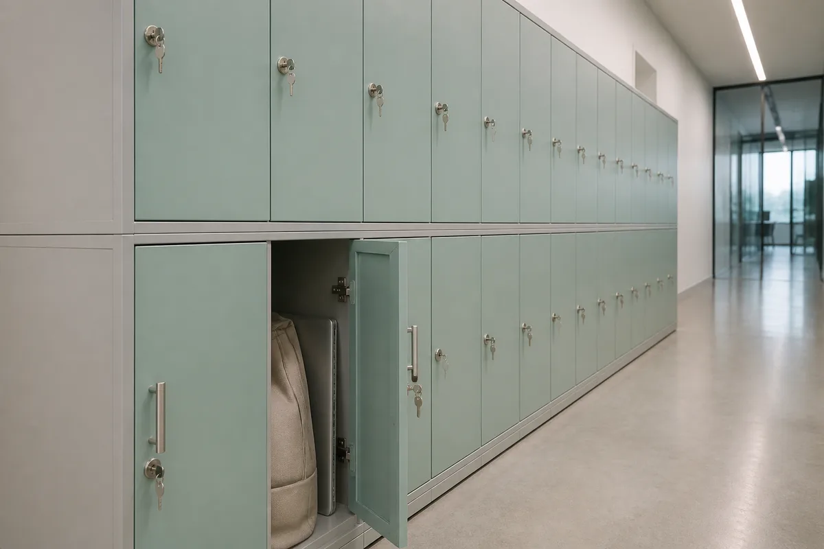 Casier de rangement sécurisé dans un bureau partagé