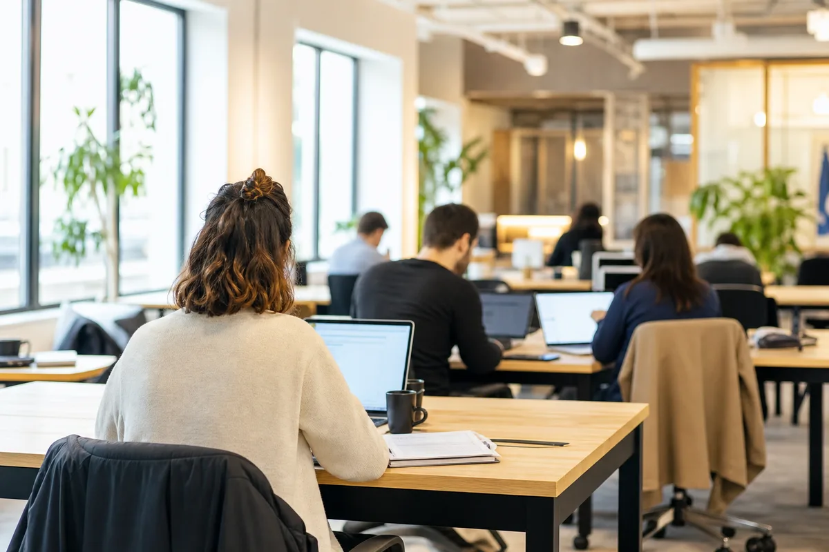 Espace de coworking où travaillent des salariés portés indépendants